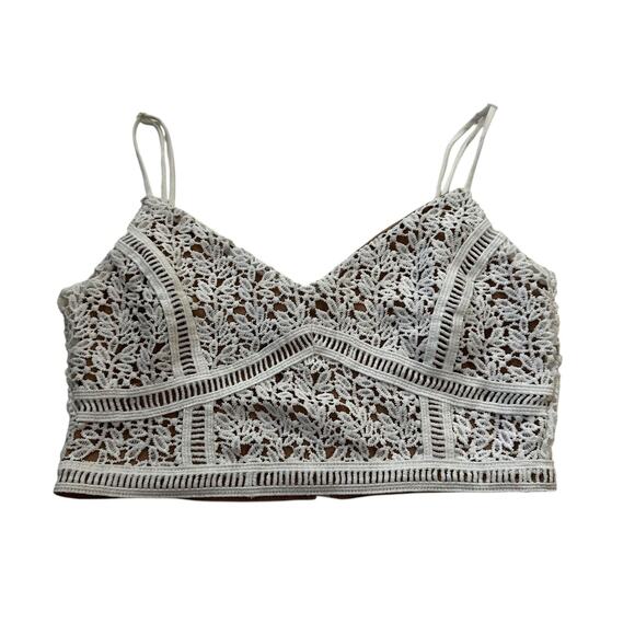 Kendall & Kylie White/Beige Spaghetti Strap Crop Top Women's Size Small | 61-47 - Picture 3 of 7
